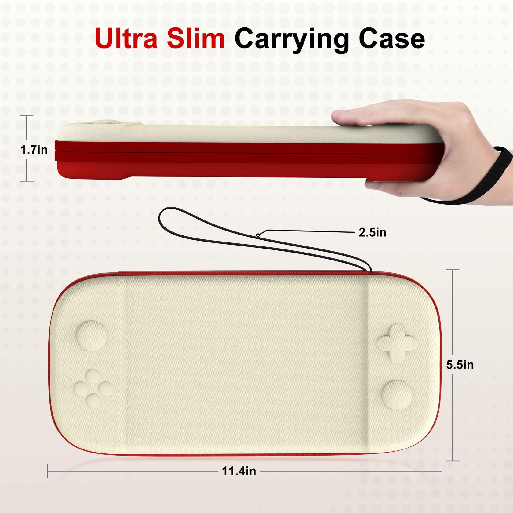 STARTRC GAMES Slim Hard Shell Carrying Case for Nintendo Switch 2 White & Red
