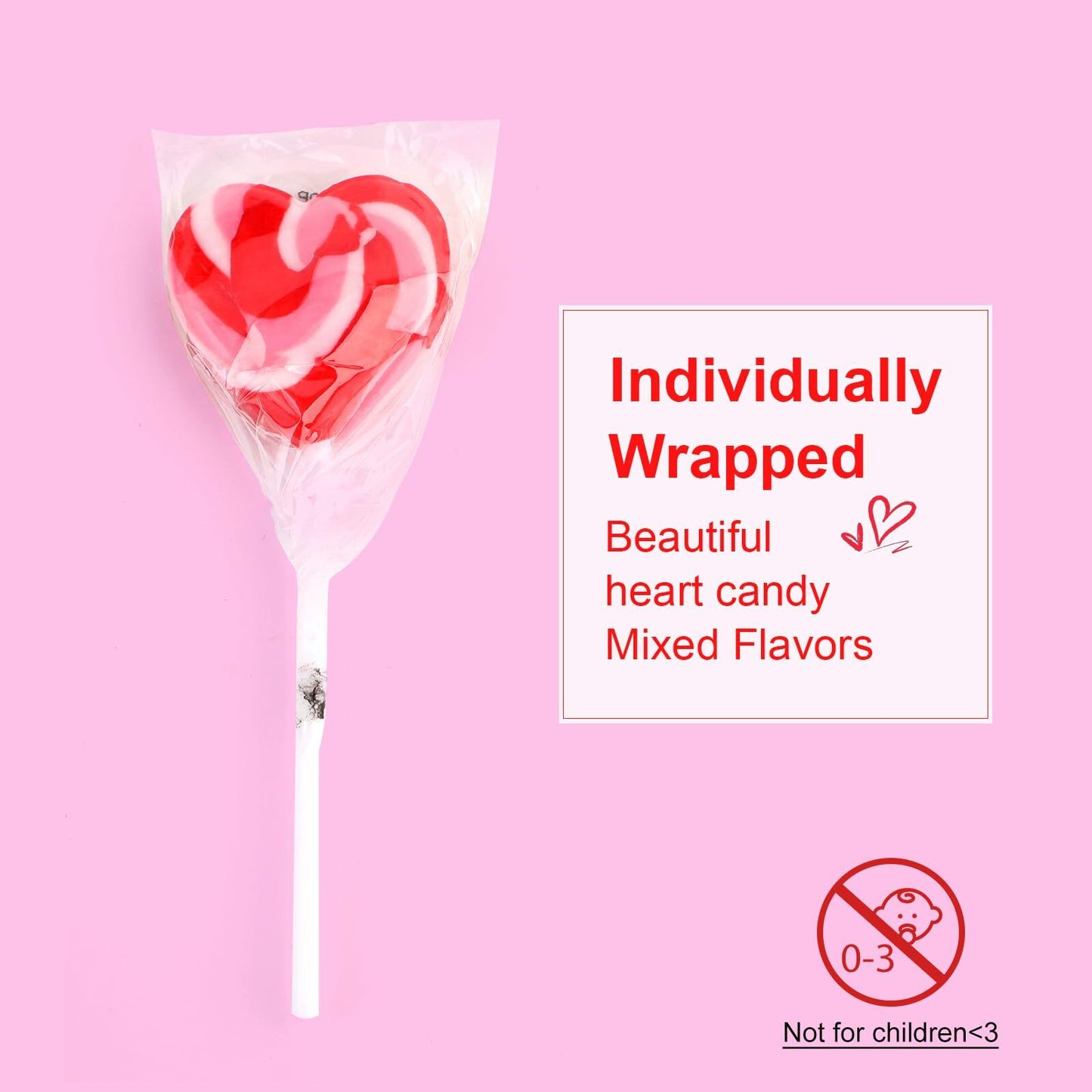 Oweiroi Swirl Multicolor Heart Lollipop Party Bag Fillers 30-Pack Mixed Fruit