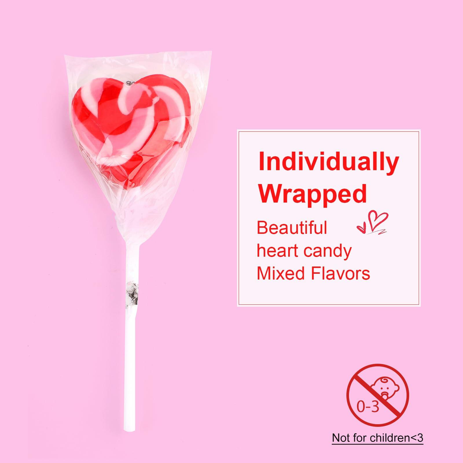 Oweiroi Swirl Multicolor Heart Lollipop Party Bag Fillers 30-Pack Mixed Fruit