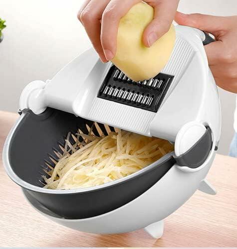 D&B 9-in-1 Multifunction Vegetable Fruit Cutter Chopper Black White 8.66in