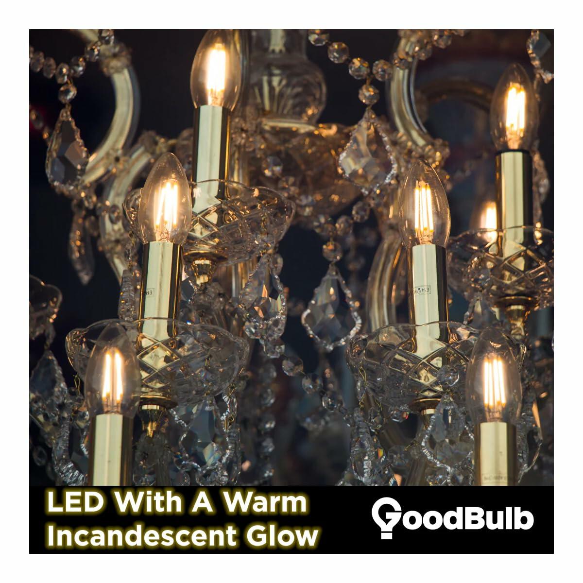 GoodBulb 5W E12 Clear Golden LED Chandelier Bulbs 2200K 300LM 6 Pack