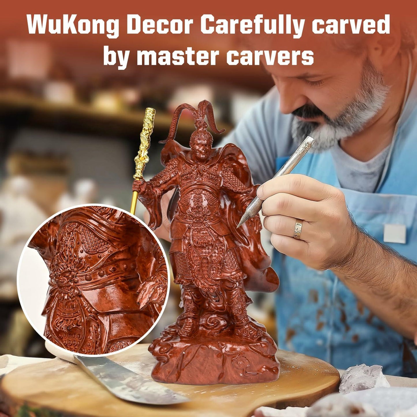 Maozyiltle Black Wukong Statue Home Decor Resin Imitation Copper