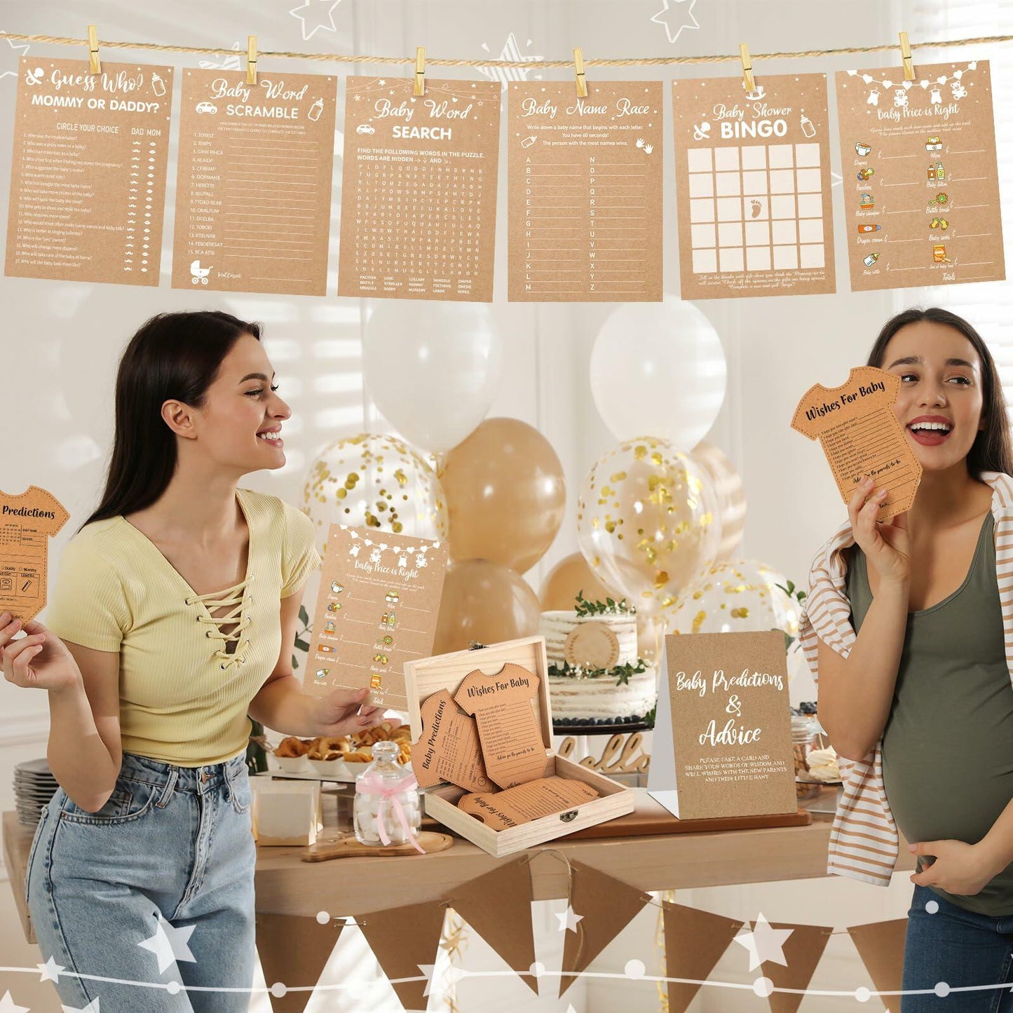 Estune 352 Pcs Baby Shower Advice Cards Blue Bear Decorations Game