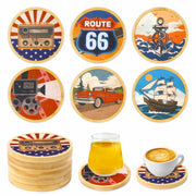 Leokawin Wood Coasters Set of 6 4 Inch Vintage Brown Drink Absorbent