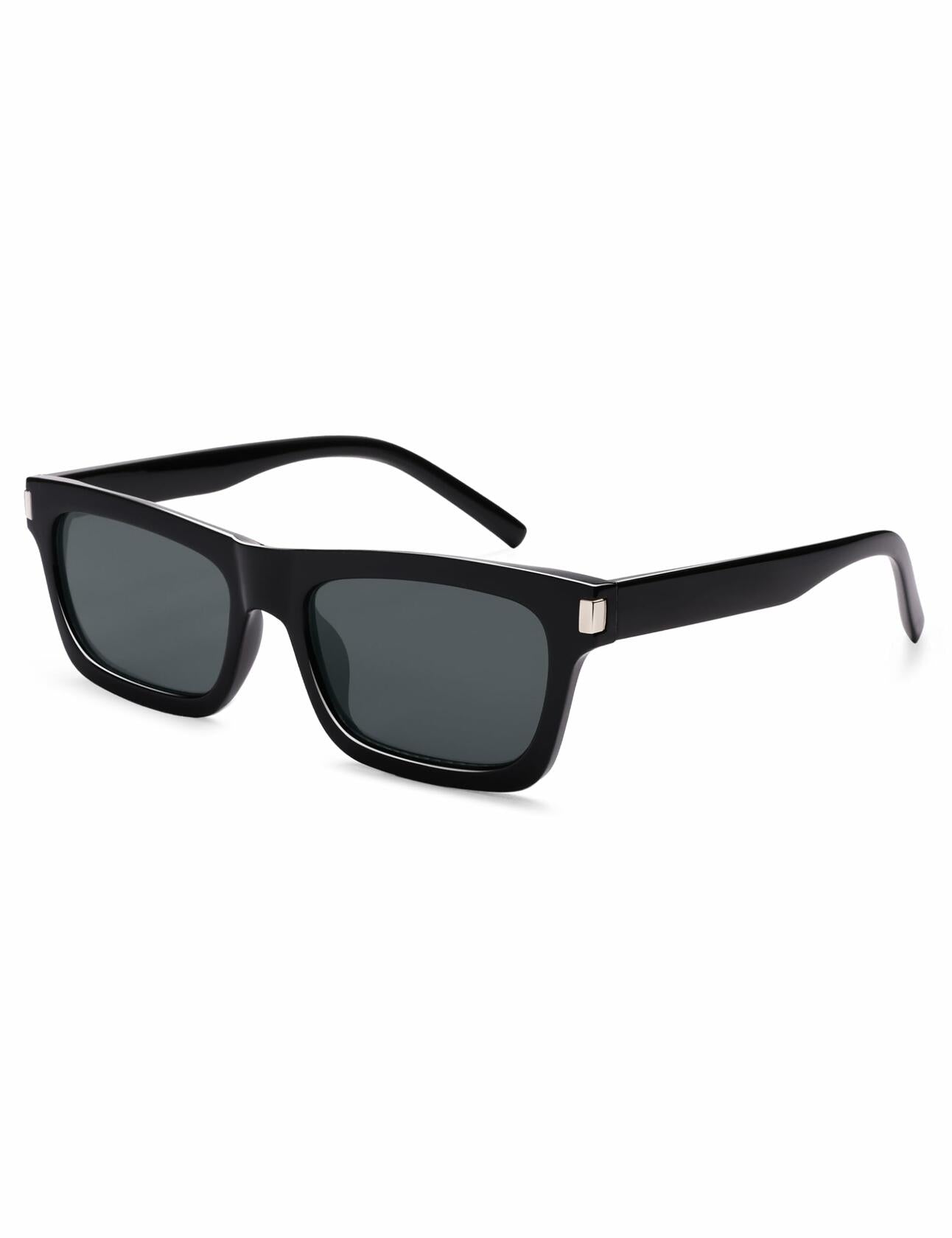Appassal Retro Rectangular Sunglasses Unisex Black/Dark Gray AP3752 Open Box