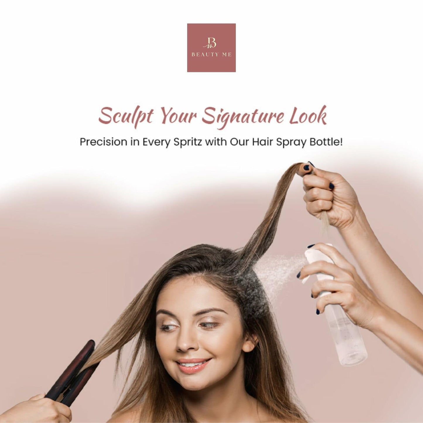 BEAUTY ME Continuous Mist Spray Bottle 10.1oz White Fine Mist Sprayer