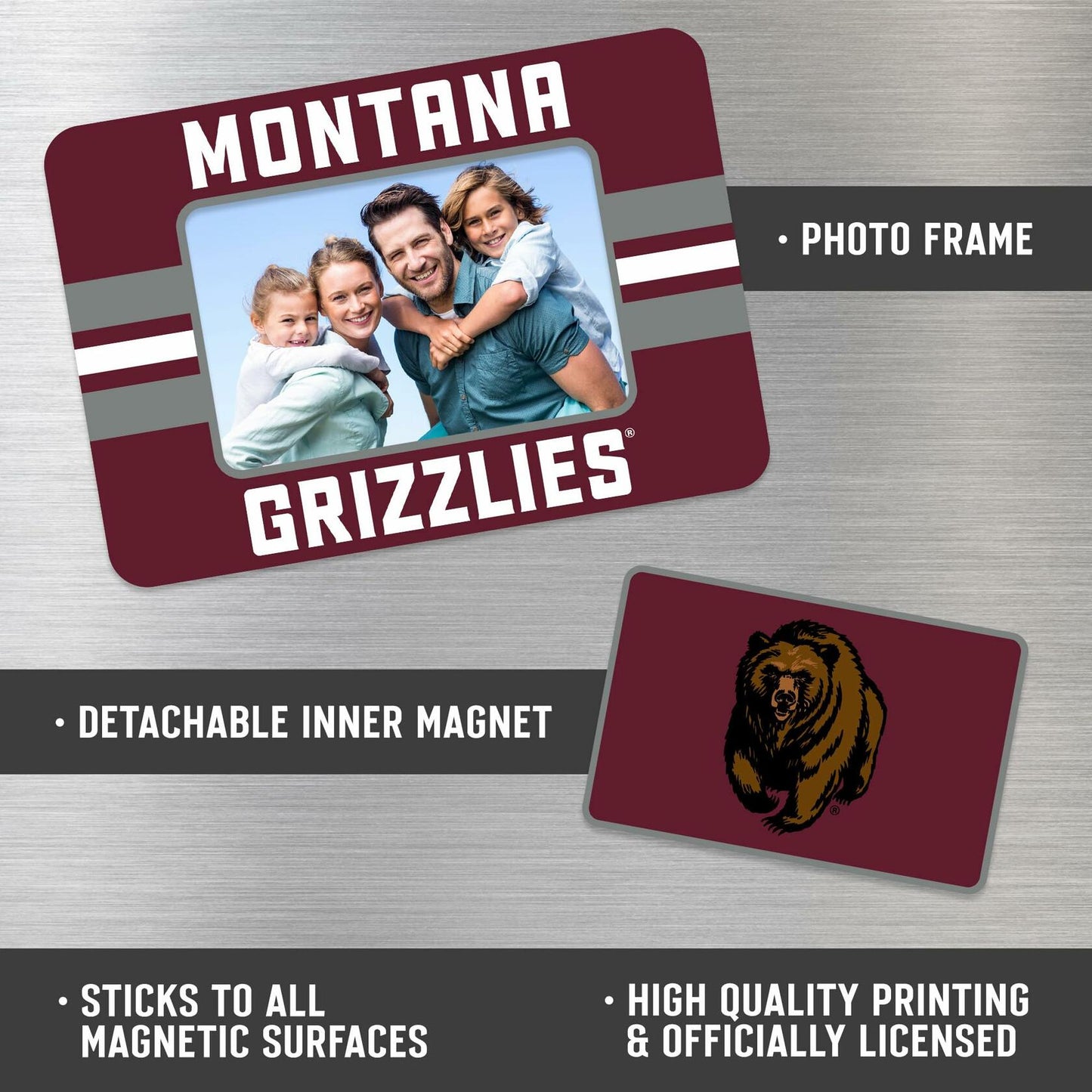 Rico Industries NCAA Montana Grizzlies Magnetic Picture Frame 5x6.75 Combo