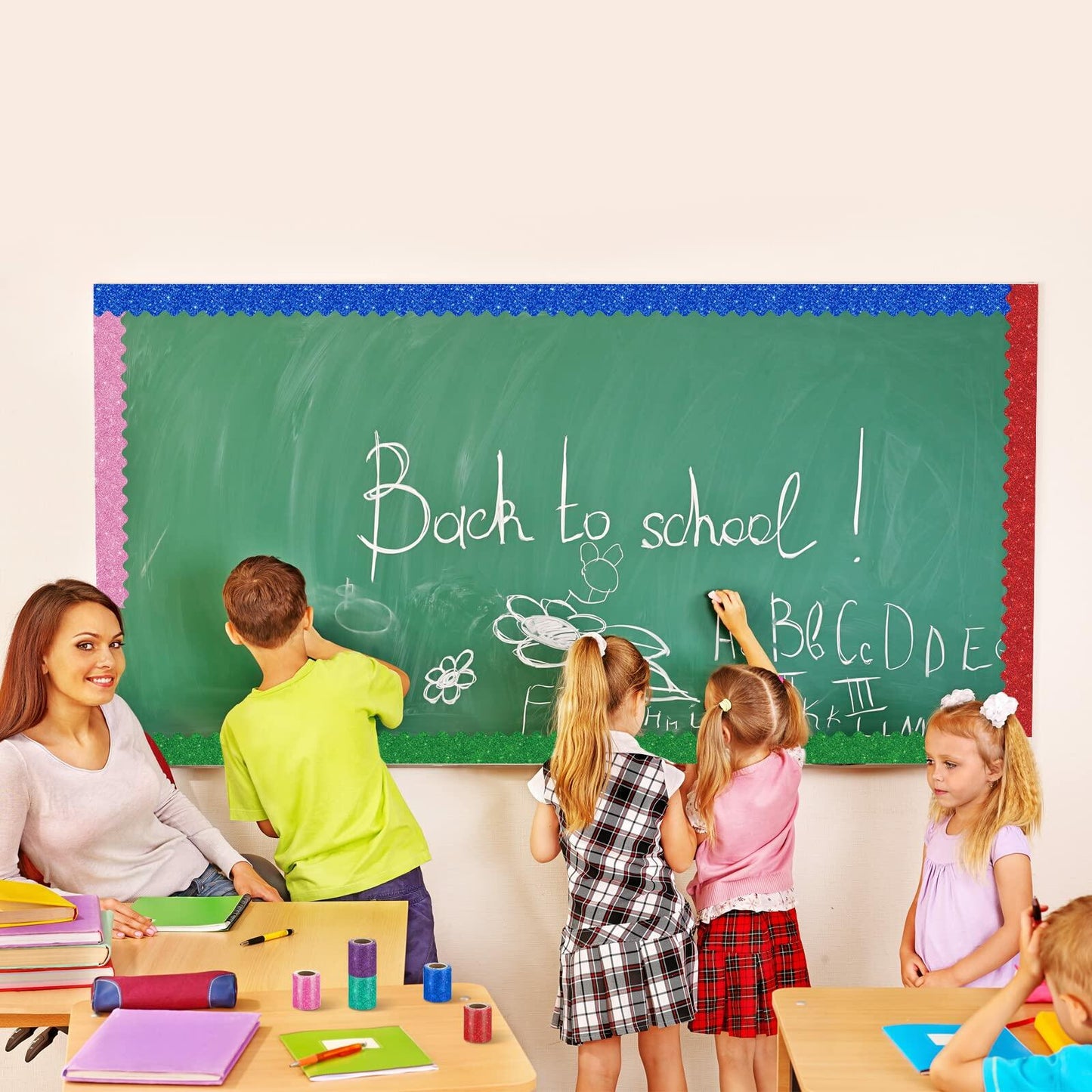 Qeeenar 16 Rolls 263ft Scalloped Bulletin Board Borders Trim Boho Color