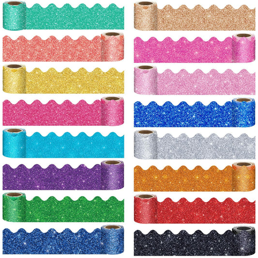 Qeeenar 16 Rolls 263ft Scalloped Bulletin Board Borders Trim Boho Color