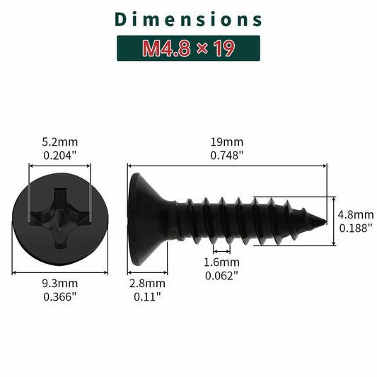 Fayeploo #10x3/4" Flat Head Wood Screws 50pcs Black Oxide Stainless Steel