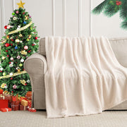 Jungle Star 3 Layer Jacquard Fleece Throw Blanket 50x70 Inch Wave Beige