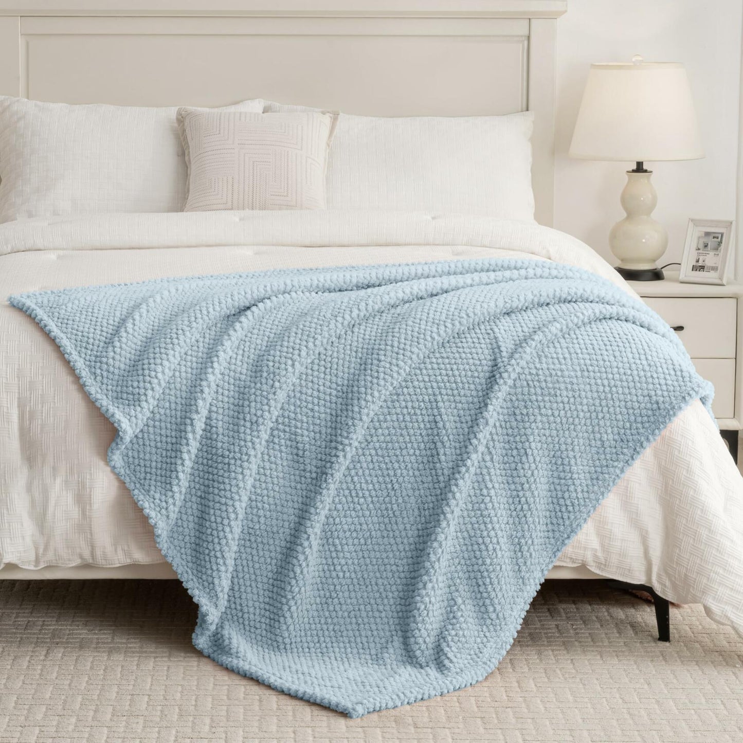 Jungle Star 3 Layer Jacquard Fleece Throw Blanket 50x70 Inch Wave Beige