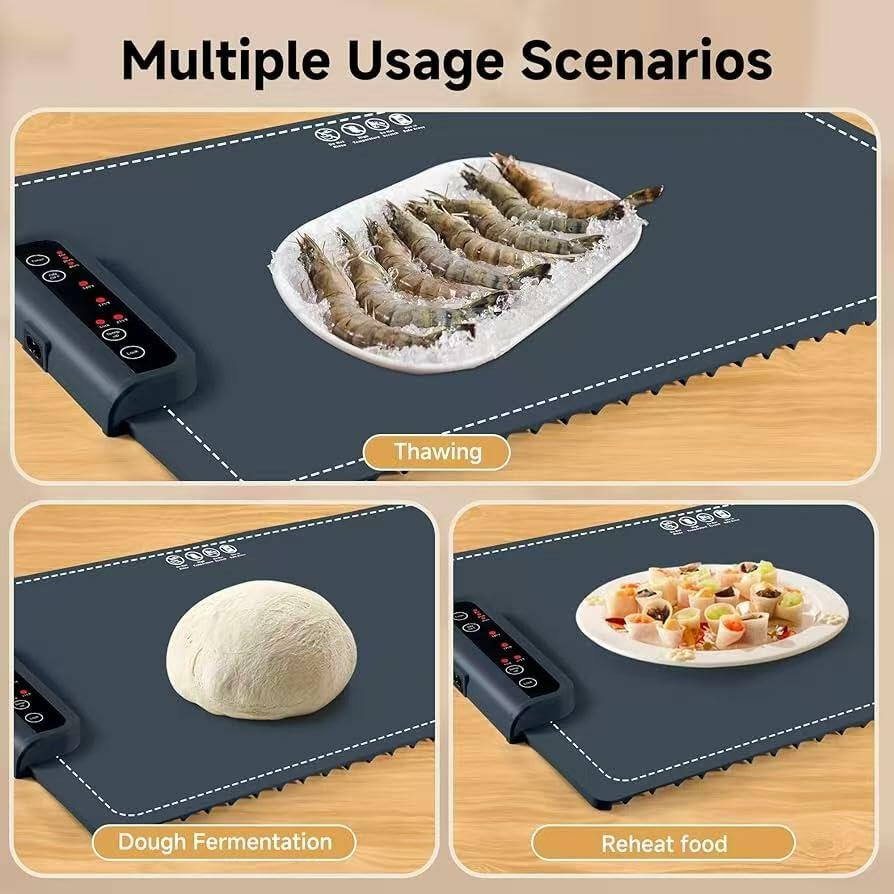 BOLEISE Electric Warming Tray Nano Silicone 3 Temp Settings White Size M