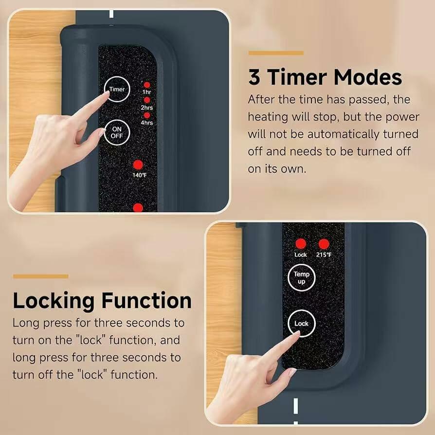 BOLEISE Electric Warming Tray Nano Silicone 3 Temp Settings White Size M