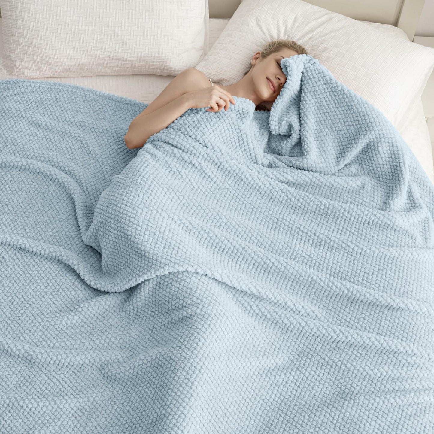 Jungle Star 3 Layer Jacquard Fleece Throw Blanket 50x70 Inch Wave Beige