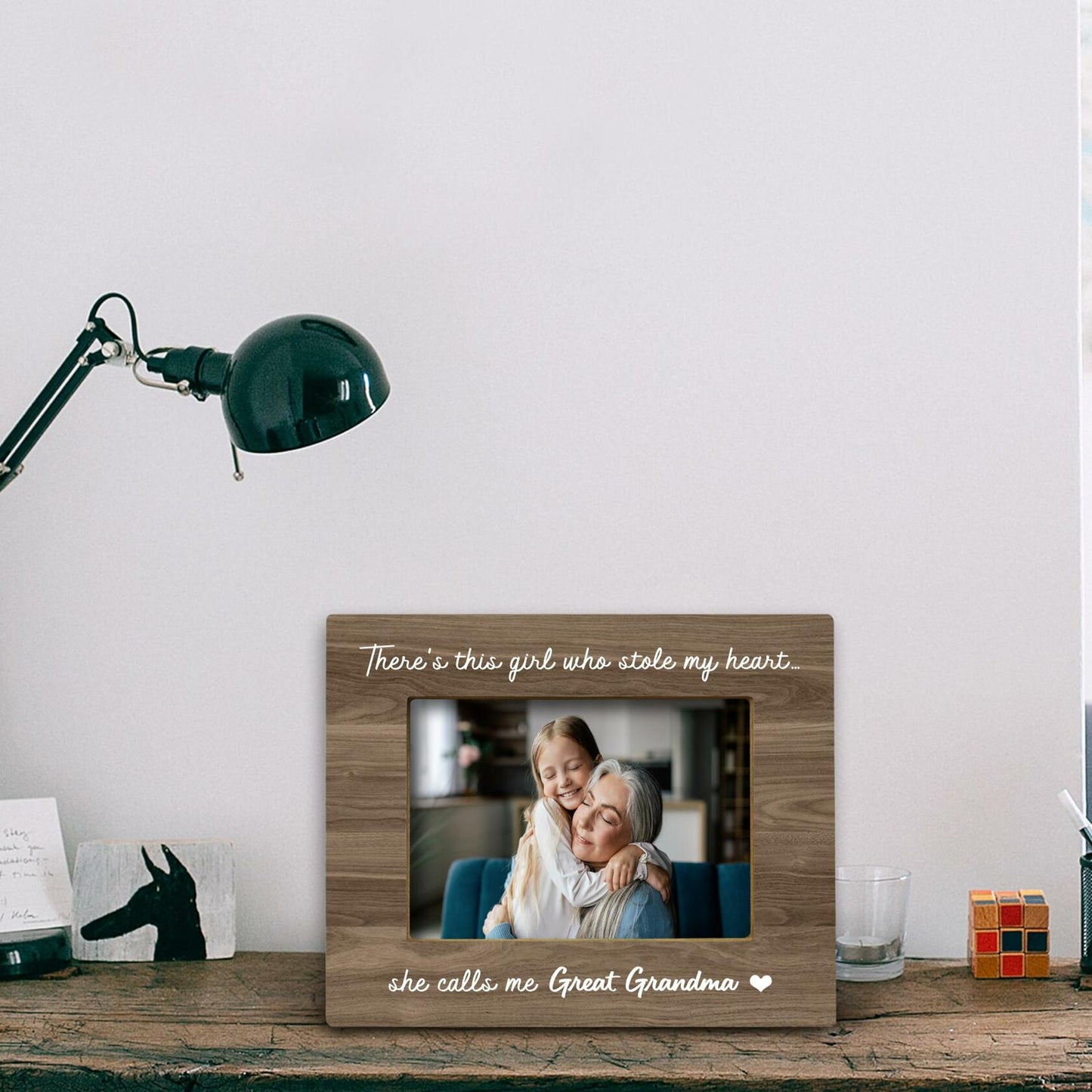 FONDCANYON Great Grandma 5x7 Photo Frame Gift Pink Rustic Style