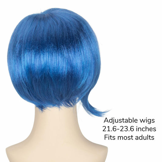 Miss U Hair Women's Short Straight Blue Wig with Glasses Cosplay
