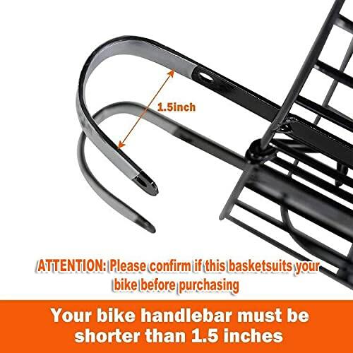 ONWAY Folding Front Handlebar Rear Rack Bike Basket with Canvas Liner Black