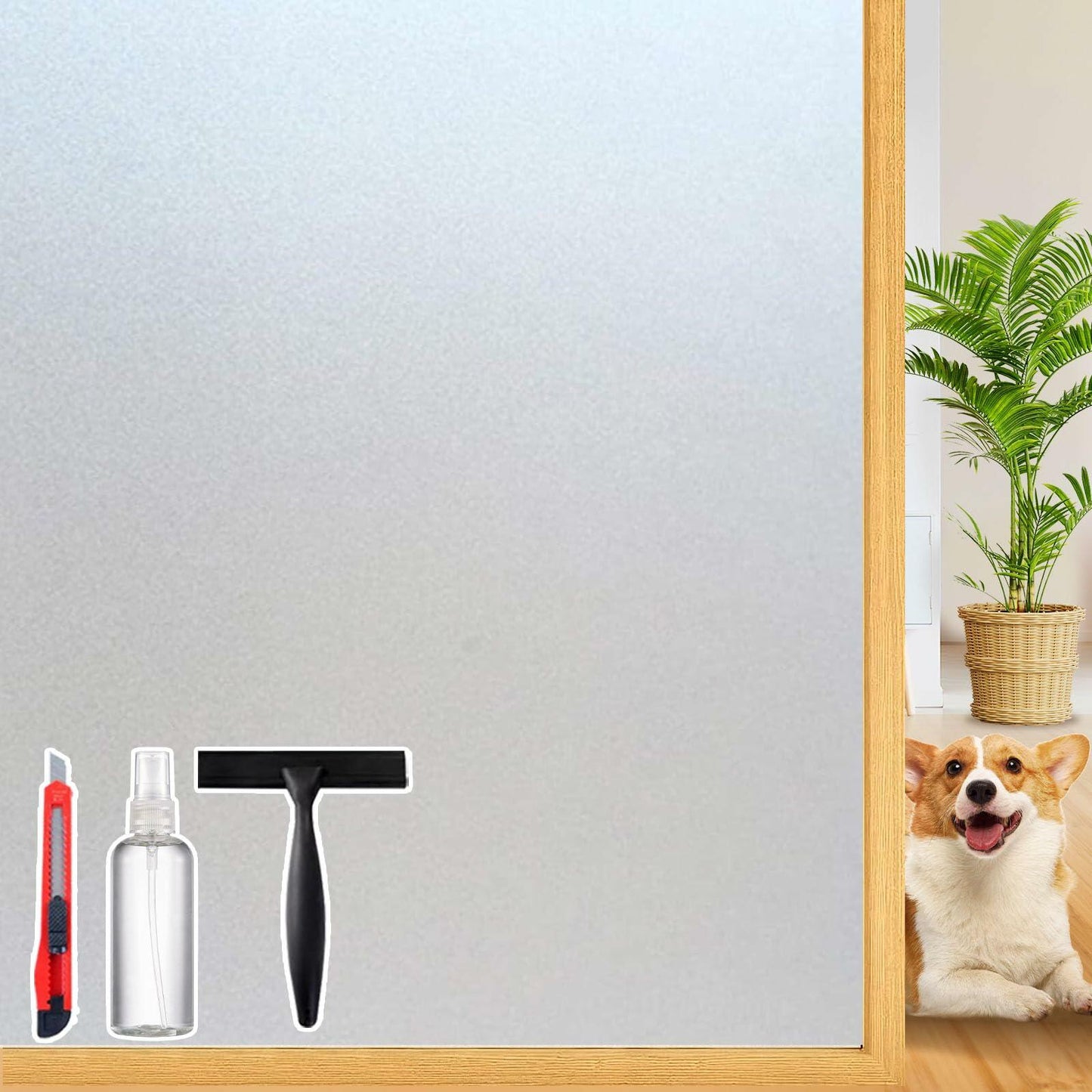 Dwersty Frosted Glass Window Privacy Film Static Cling 17.5x78.74in Anti-UV