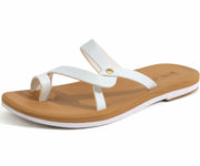 ONCAI Women's Slide Sandals Cross Strappy Open Toe White Khaki Size 11