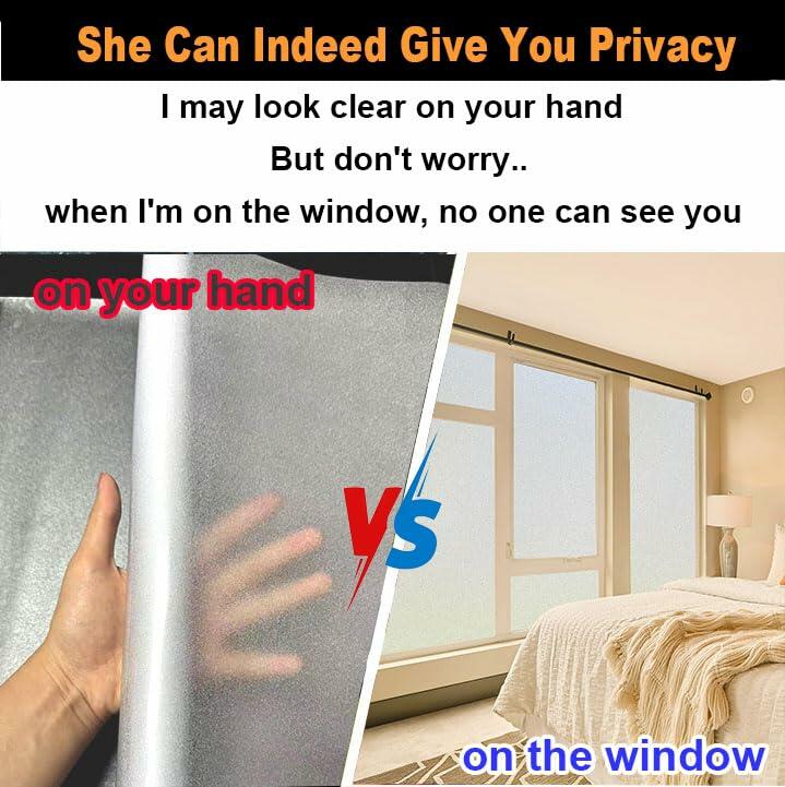 Dwersty Frosted Glass Window Privacy Film Static Cling 17.5x78.74in Anti-UV