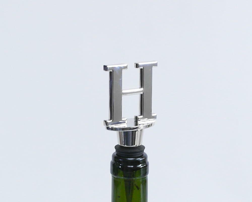 Lutong Set of 2 Letter Gift Set Key Ring Bottle Stopper Silver W