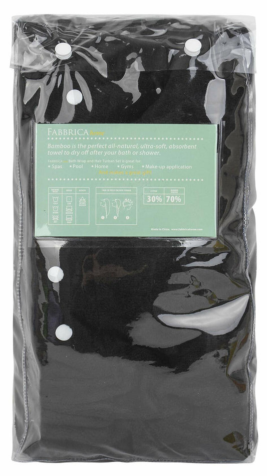 FABBRICA HOME Bamboo Rayon Spa Bath Wrap & Hair Turban Set Navy Blue One Size