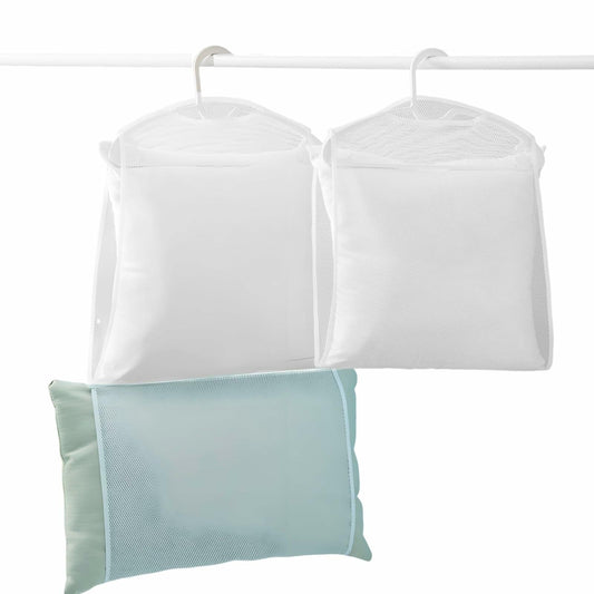 Hanging Pillow Drying Rack Net Large Capacity Foldable Mesh Bags 4pcs Large Size