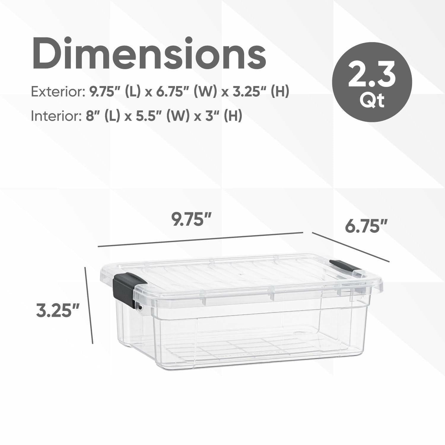 Superio 2.3 Qt Clear Plastic Storage Bin with Lid BPA Free X-Small