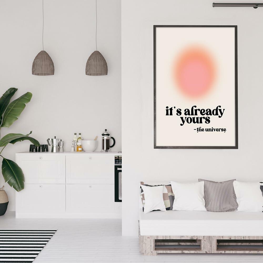 Usoway Motivational Wall Art Pink Aura Canvas 12x16in Unframed