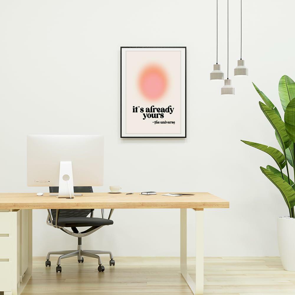 Usoway Motivational Wall Art Pink Aura Canvas 12x16in Unframed