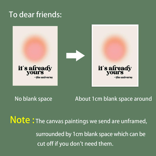 Usoway Motivational Wall Art Pink Aura Canvas 12x16in Unframed