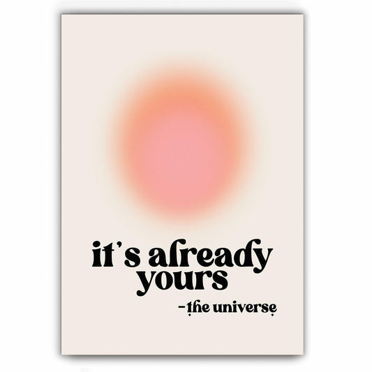 Usoway Motivational Wall Art Pink Aura Canvas 12x16in Unframed