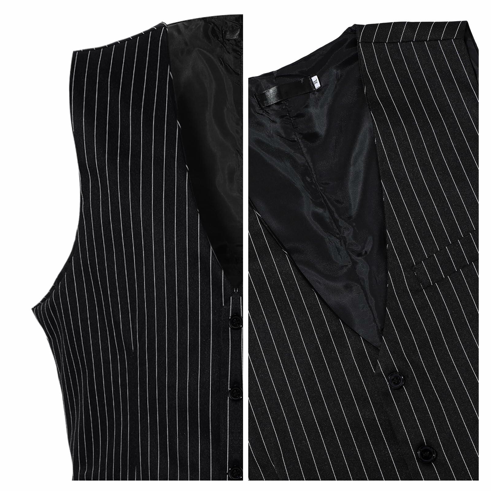 Toulite 1920s Mens Gangster Costume Vest Hat Bow Tie Pocket Watch Set XXL