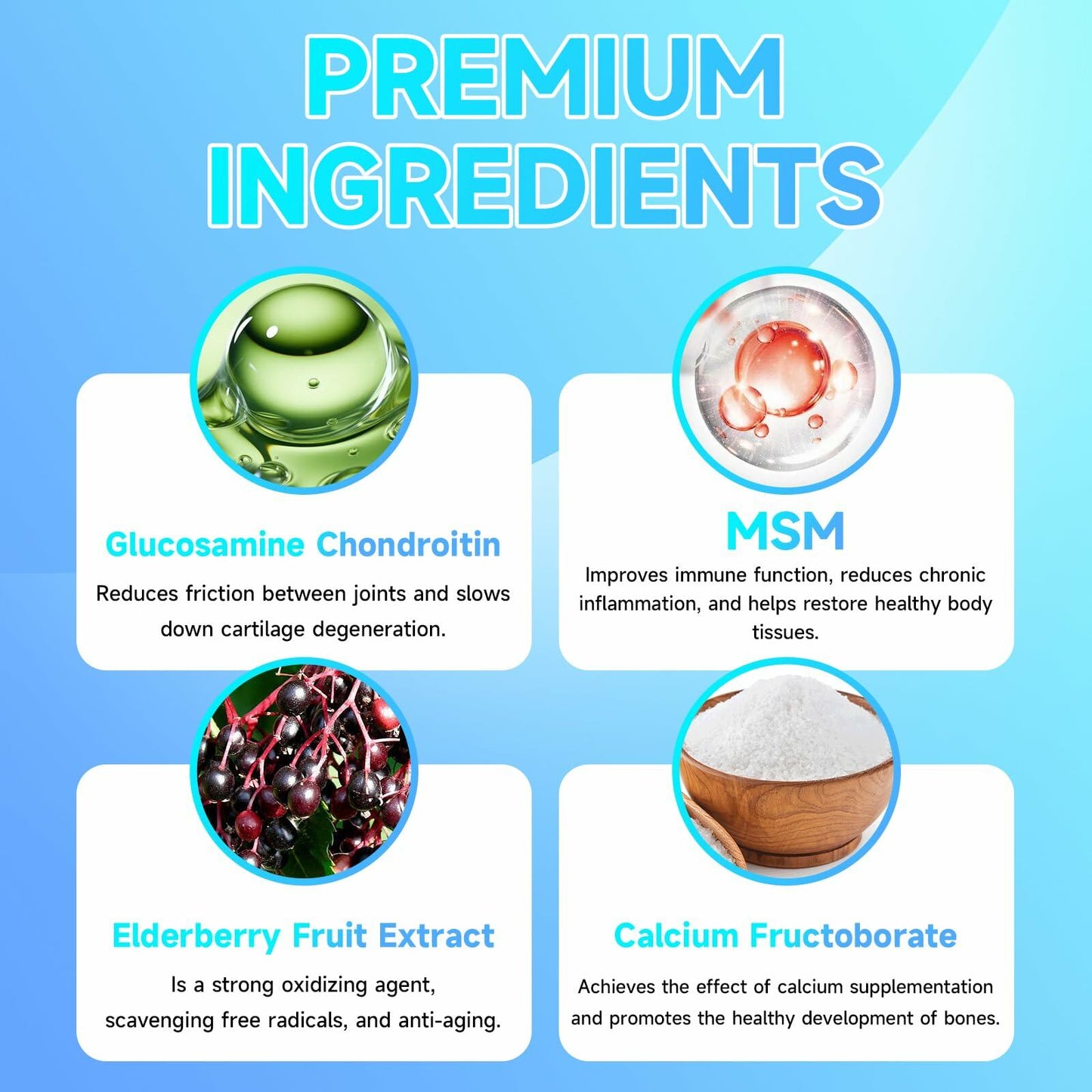 NutriVigor Glucosamine Chondroitin MSM Elderberry Gummies Blueberry 60ct