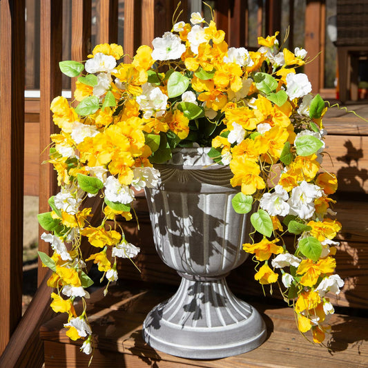 Ivydale Artificial Hibiscus Hanging Flowers Silk 2pcs Yellow White Vines
