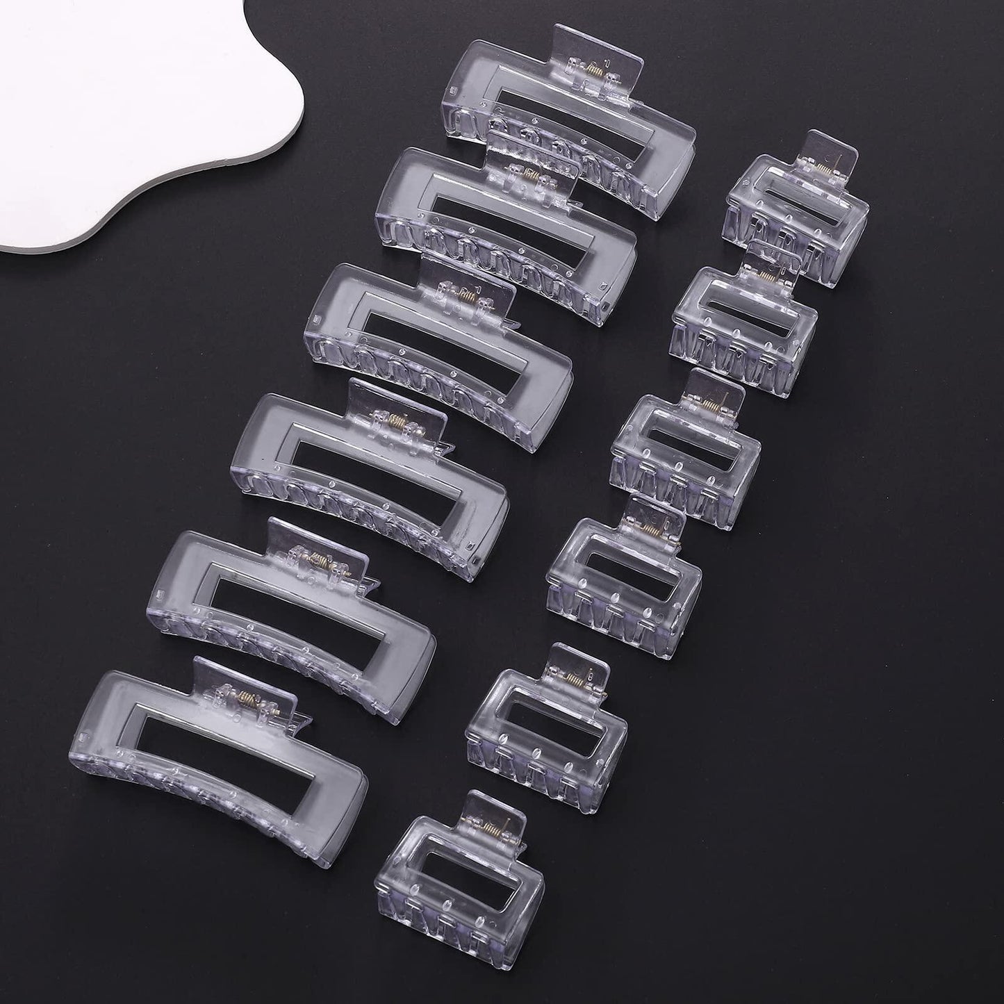 Alemaky 12 Pack Black Square & Rectangle Hair Claw Clips Large & Small
