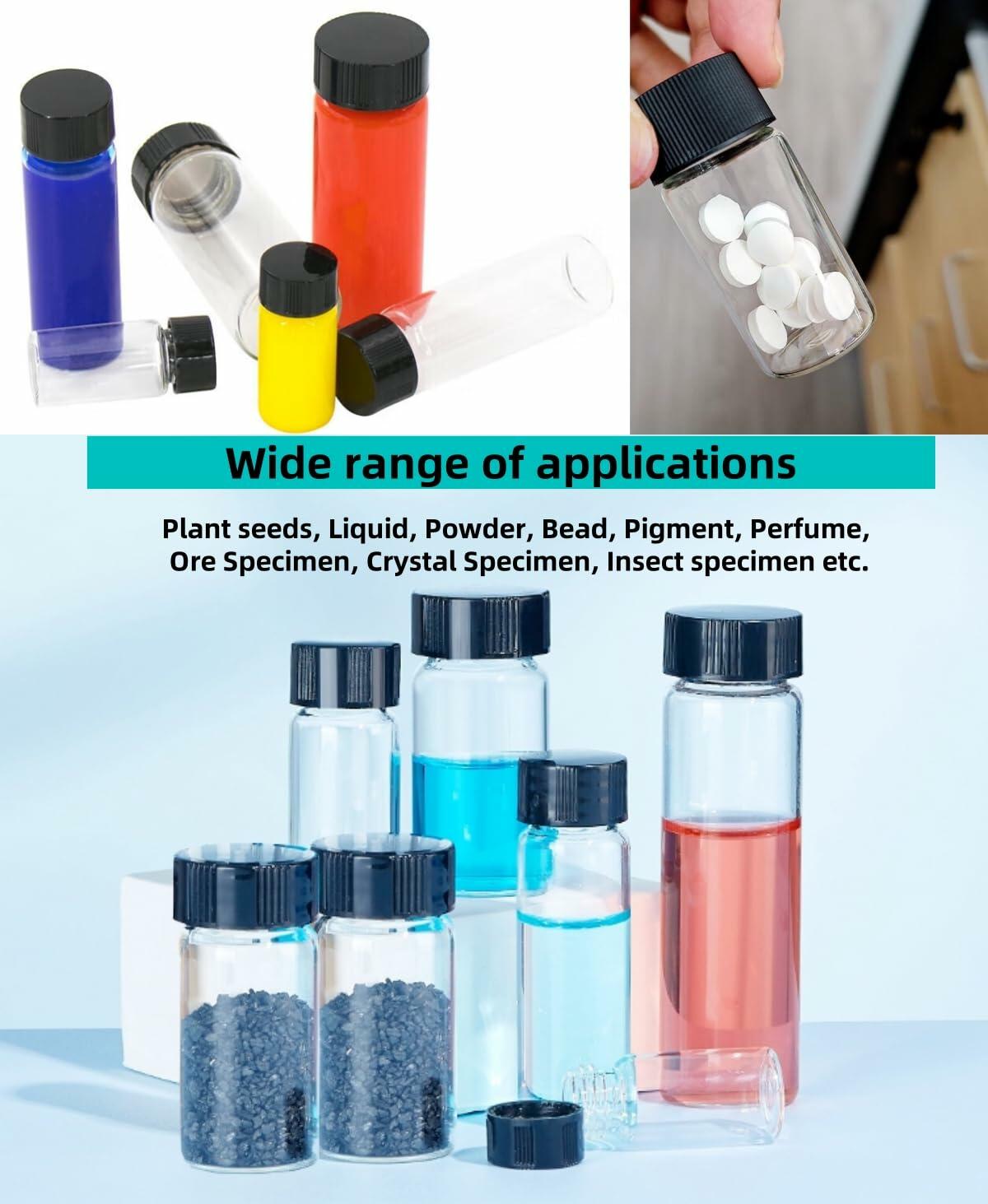 KIGITIK 23pcs 5ml Clear Glass Sample Vials with Screw Caps Leak-Proof