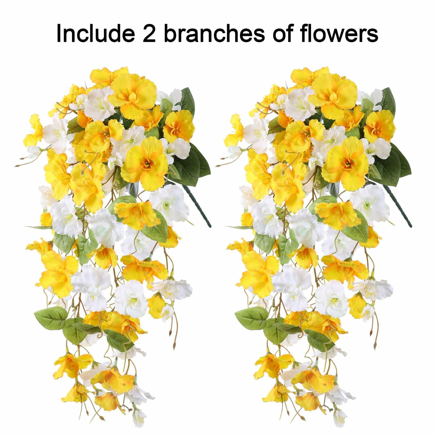 Ivydale Artificial Hibiscus Hanging Flowers Silk 2pcs Yellow White Vines