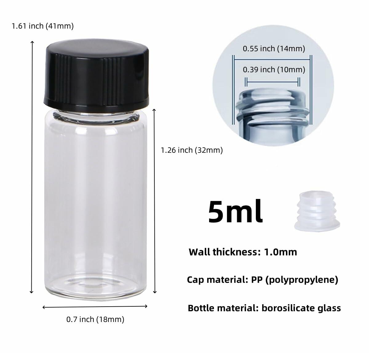 KIGITIK 23pcs 5ml Clear Glass Sample Vials with Screw Caps Leak-Proof