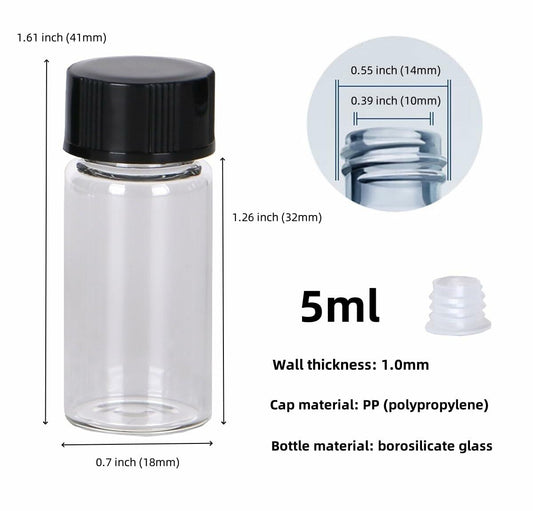 KIGITIK 23pcs 5ml Clear Glass Sample Vials with Screw Caps Leak-Proof