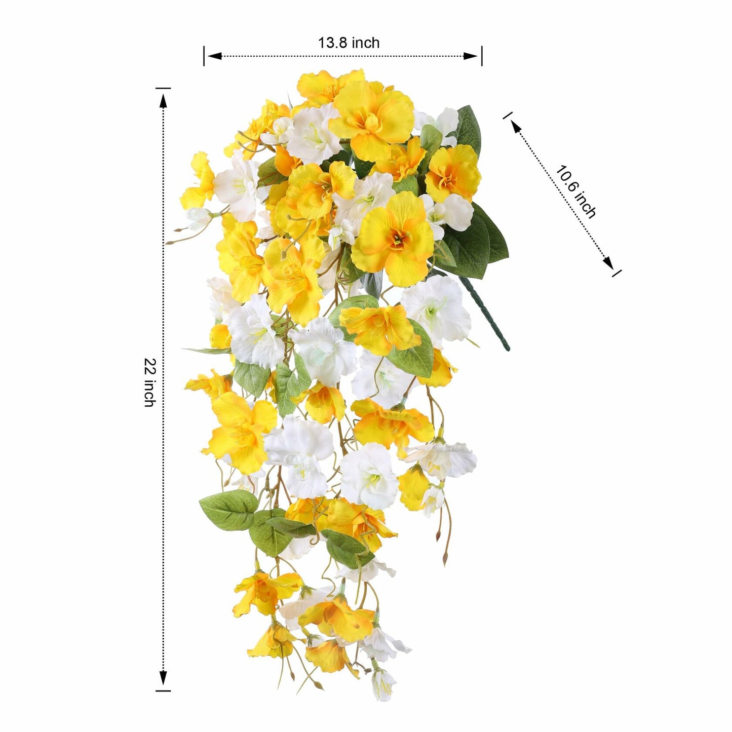 Ivydale Artificial Hibiscus Hanging Flowers Silk 2pcs Yellow White Vines