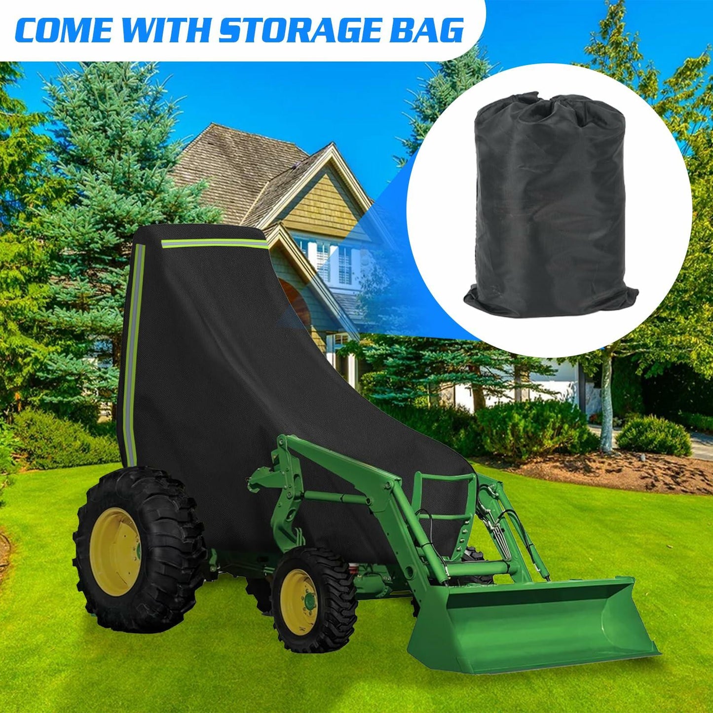 Kuabiz Waterproof Tractor Cover 420D Oxford Compatible with John Deere Large