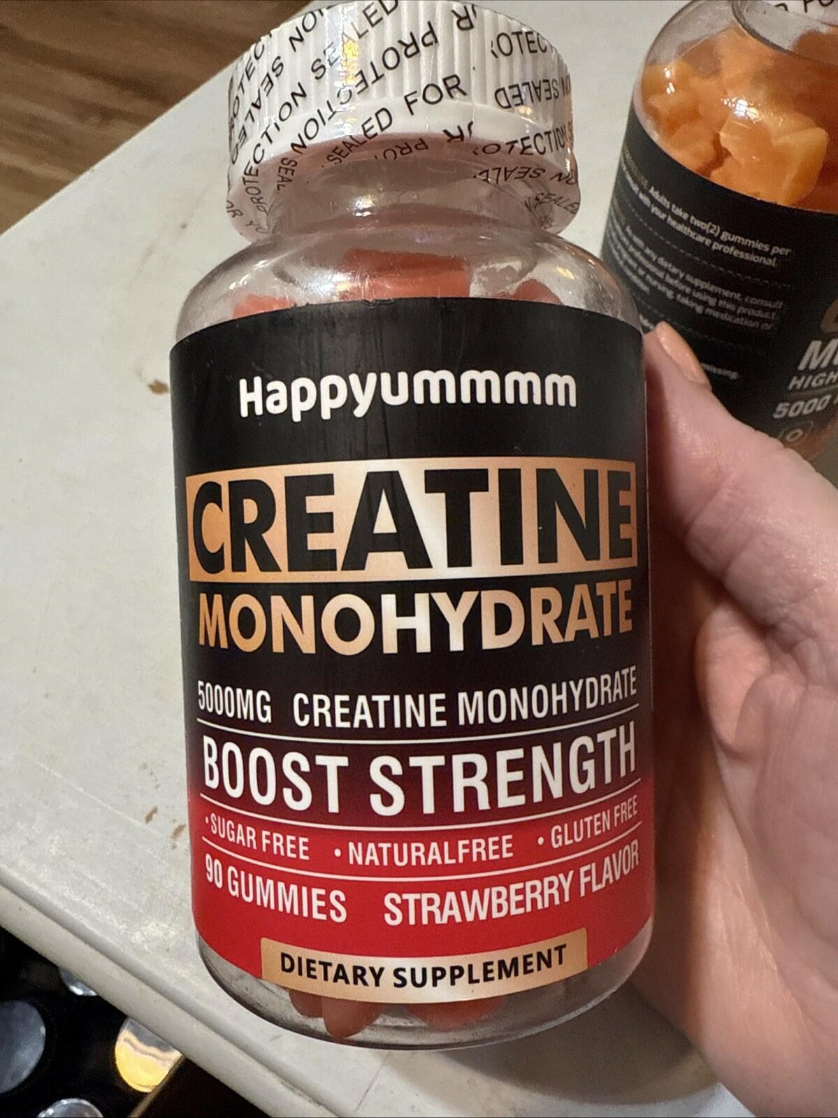 BestBy03/27 HAPPYUMMMM Creatine Monohydrate 5000MG Strawberry 90 Gummies