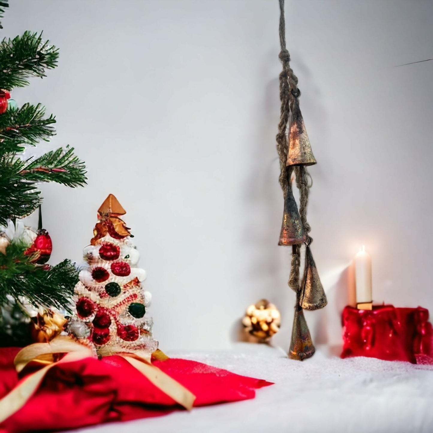 AYLIN OVERSEAS Wind Chime Christmas Bells 17in 4 Stainless Steel Rustic