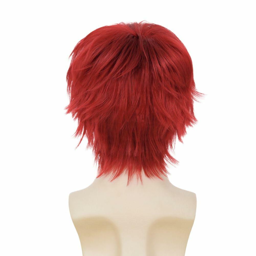 Salaibs Mens Red Short Wig Synthetic Natural Looking Bangs Halloween Cosplay
