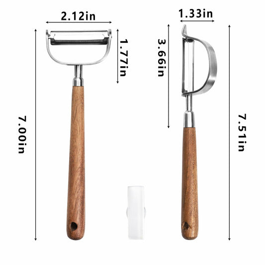 SmileBear Potato Peelers Walnut Wood Handle Stainless Steel Y & I Shaped Set 2