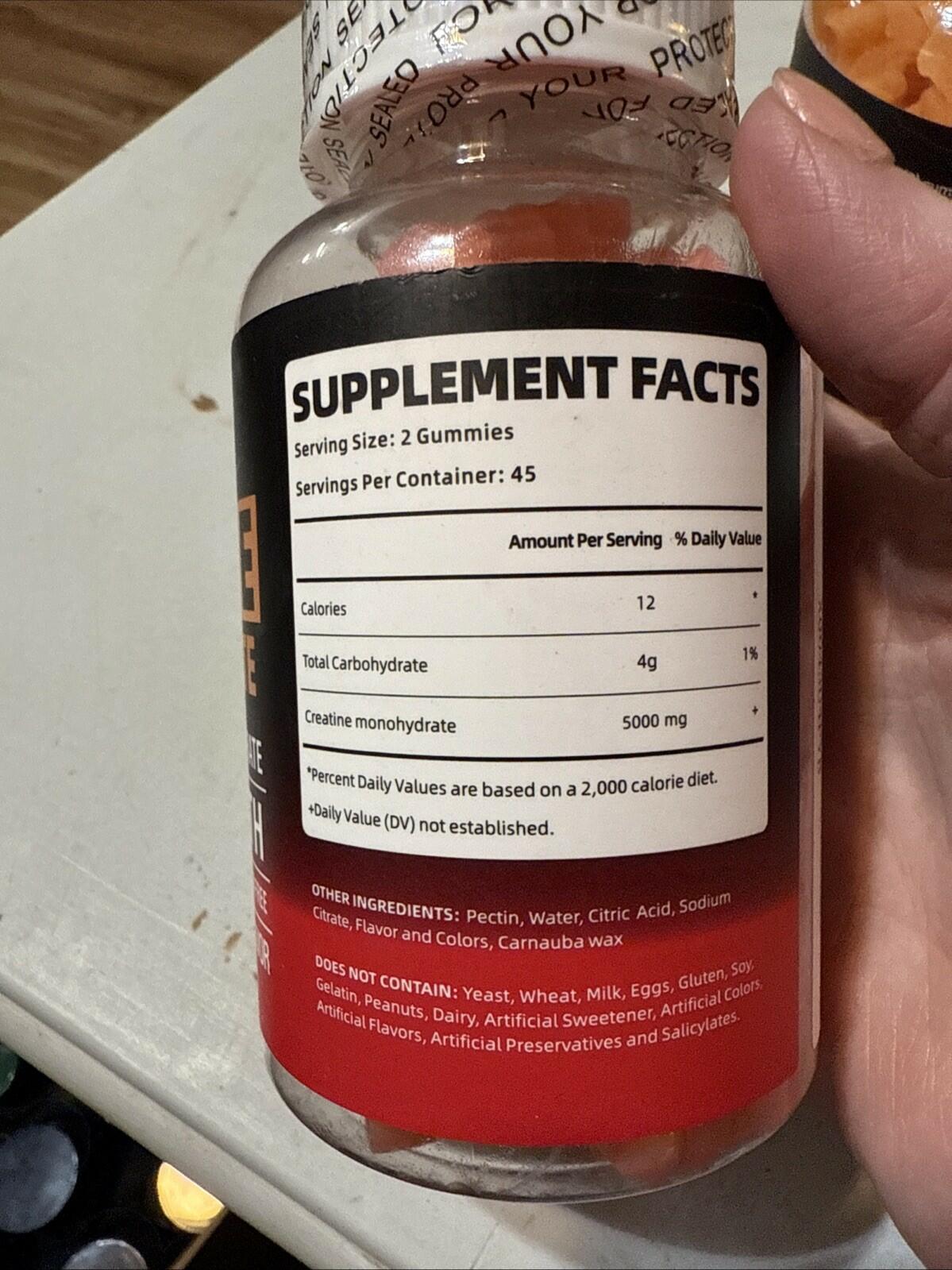 BestBy03/27 HAPPYUMMMM Creatine Monohydrate 5000MG Strawberry 90 Gummies