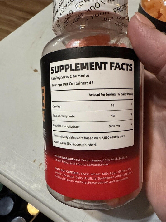 BestBy03/27 HAPPYUMMMM Creatine Monohydrate 5000MG Strawberry 90 Gummies