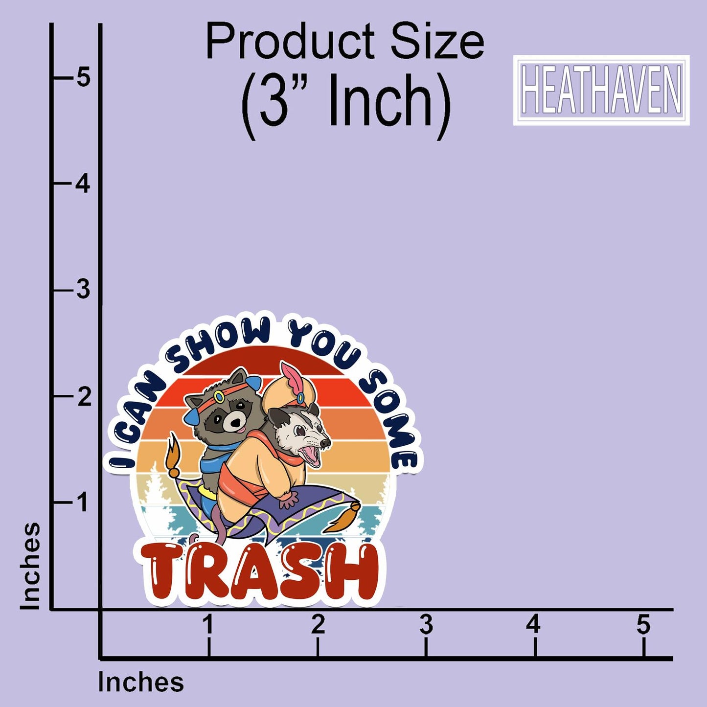 HEATHAVEN 3pcs Meme Raccoon Possum Trash Stickers Vinyl As Pictured